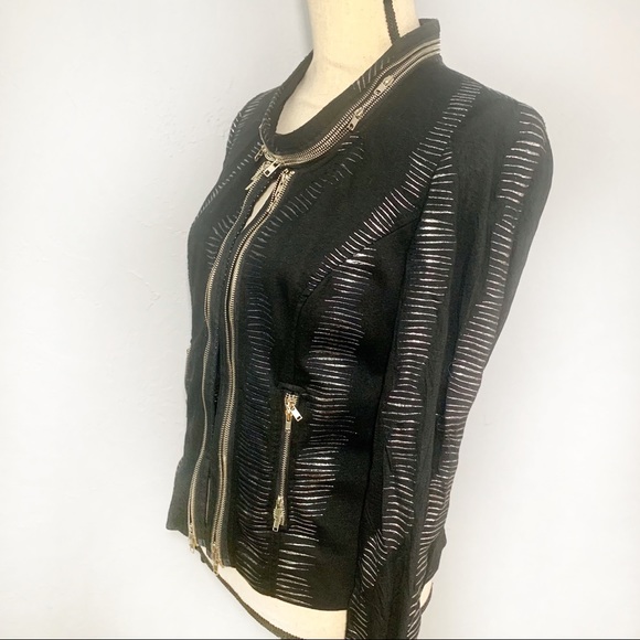 Alberto Makali Jackets & Blazers - Alberto Makali black silver zipper jacket medium